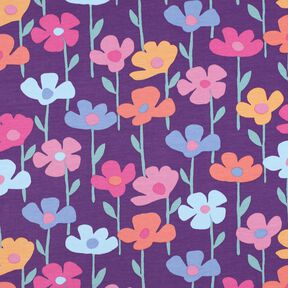 Francouzské froté letní teplákovina Barevné květiny | Poppy Fabrics – červenofialková, 