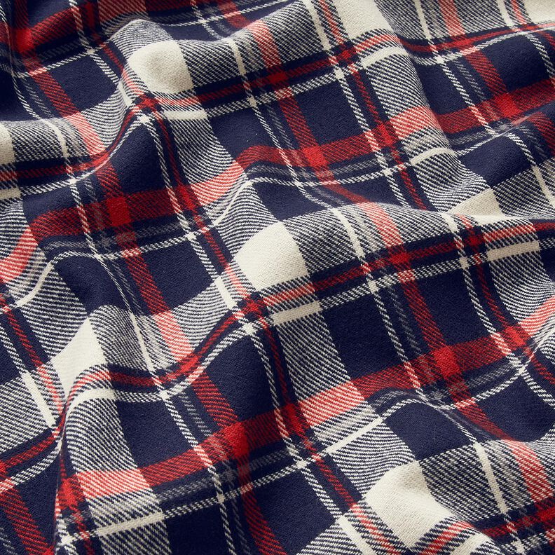 Bavlněný flanel Kostka – černomodrá/karmínově červená, image number 2