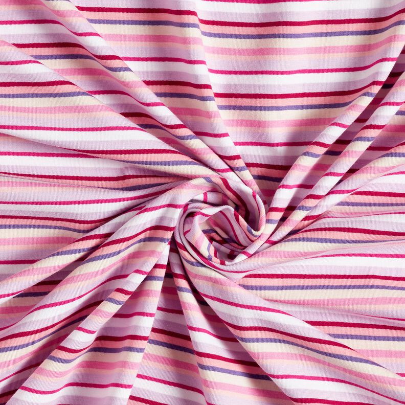 Bavlněný žerzej Úzké proužky – šeříková/pink, image number 3