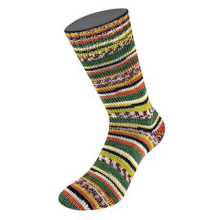 LANDLUST Sockenwolle „Bunte Bänder“, 100g | Lana Grossa – tmavě zelená/přírodni, 