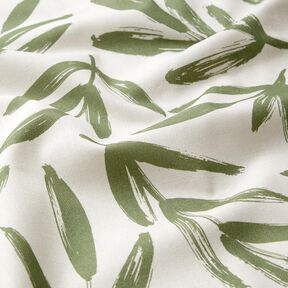 Dekorační látka Polopanama Minimalistické listy – piniová/přírodni, 