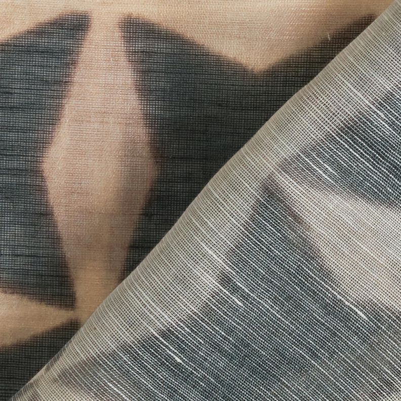 Lehká směs bavlny a lnu vzor kříže – černá/mandlová,  image number 4