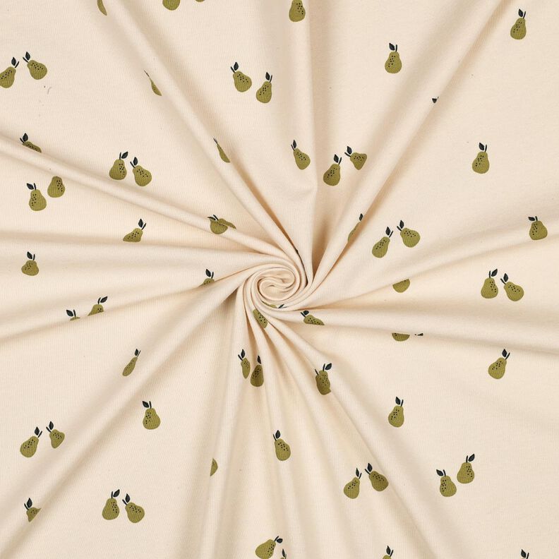 GOTS Bavlněný žerzej Hrušky | Poppy Fabrics – světle béžová/světle olivová,  image number 3