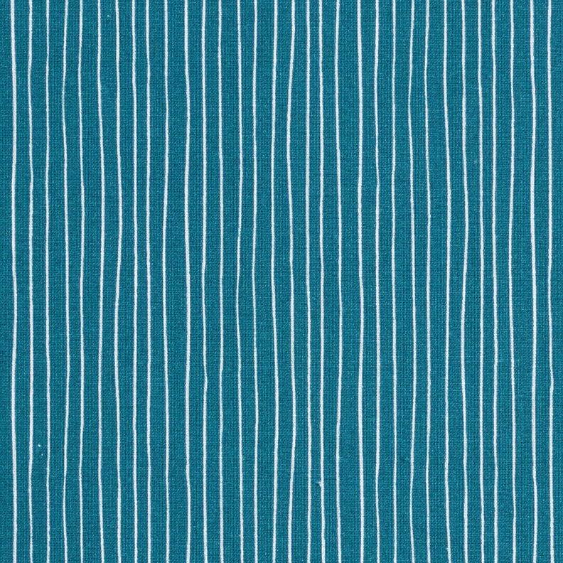 Bavlněná látka Kreton Jemné linie – modrá/bílá,  image number 1