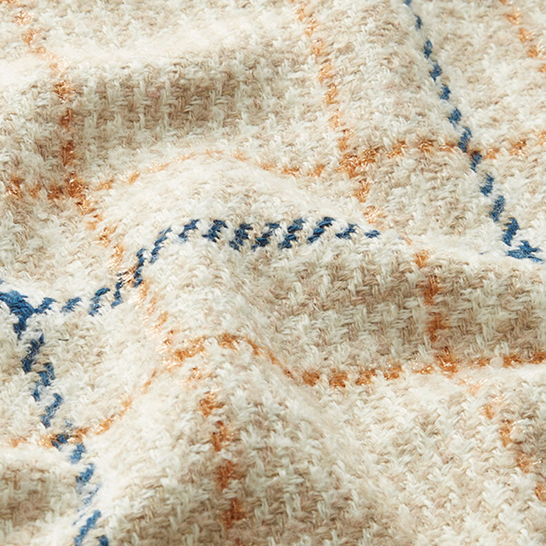 Kabátová tkanina kostky & Houndstooth – bílá/světle béžová,  image number 2