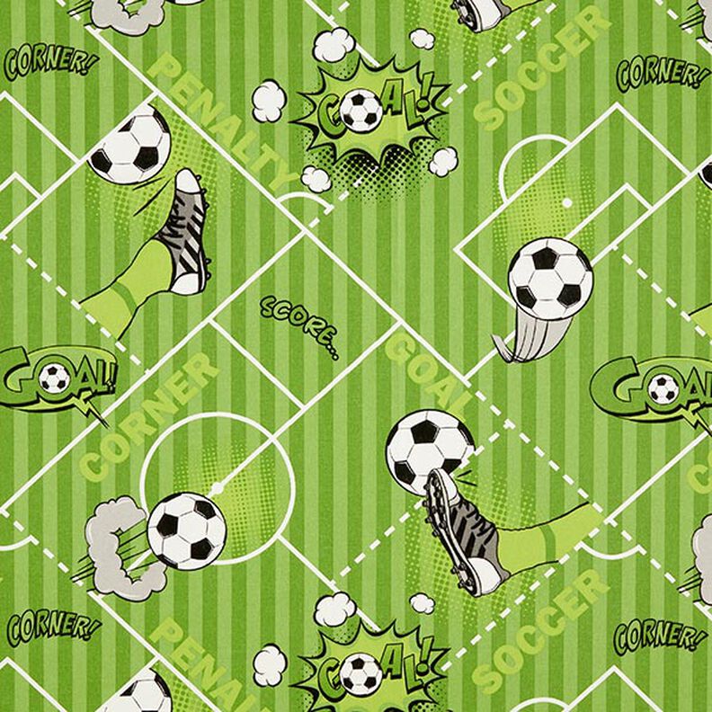 Dekorační látka Polopanama Fotbalový zápas – zelená,  image number 1