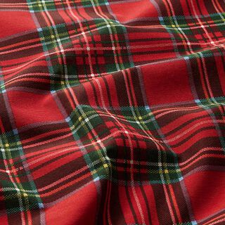 Dekorační látka Plátno Skotská kostka – červená/jedlově zelená, 