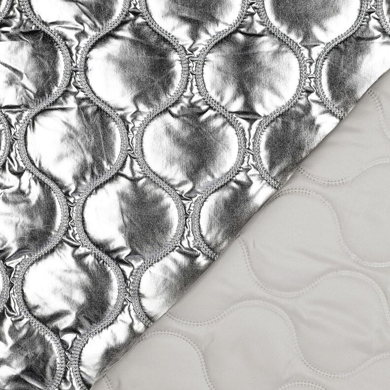 Prošívaná látka Hadí linie – stříbrná metalická, image number 4