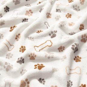 Hebký fleece Tlapky a kosti – slonová kost/tmavá taupe, 