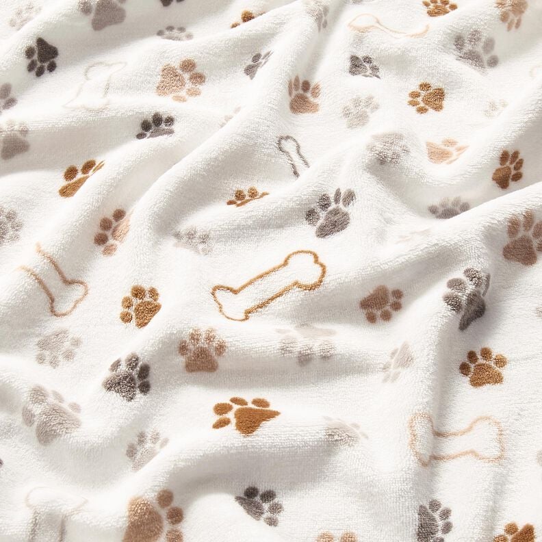 Hebký fleece Tlapky a kosti – slonová kost/tmavá taupe, image number 2
