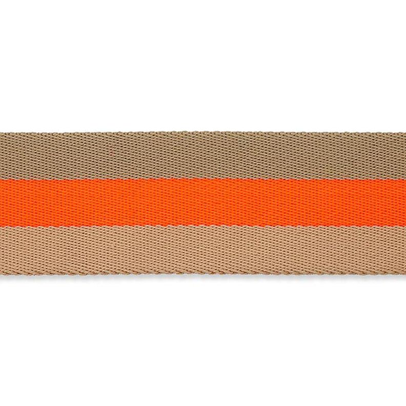 Popruh na tašku či kabelku neonový [ 40 mm ] – zářivě oranžová/béžová,  image number 2