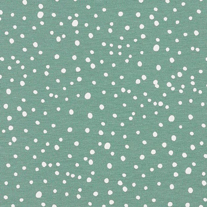 Bavlněný žerzej Nepravidelné puntíky – rákosove zelená,  image number 1