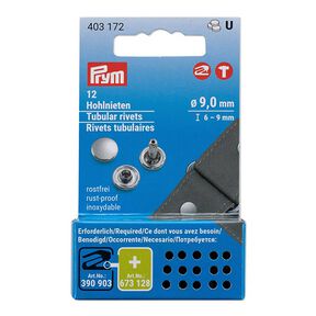 Duté nýty, upínací rozsah 6-9mm [12 kusů | Ø 9 mm] | Prym – stříbrná kovový, 