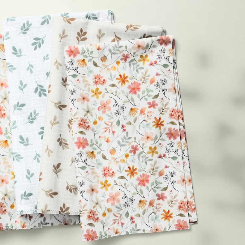 Mušelín / dvojitá mačkaná tkanina Větvičky | Poppy Fabrics – bílá/rákosove zelená,  image number 7