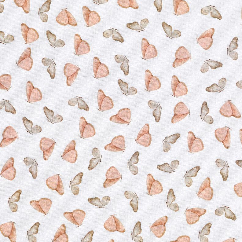 Bavlněný popelín Jemní motýly digitální potisk – bílá,  image number 1