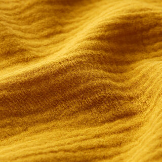 Mušelín / dvojitá mačkaná tkanina – hořčicove žlutá, 