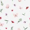 Bavlněný popelín Květiny a motýli – bílá,  thumbnail number 1