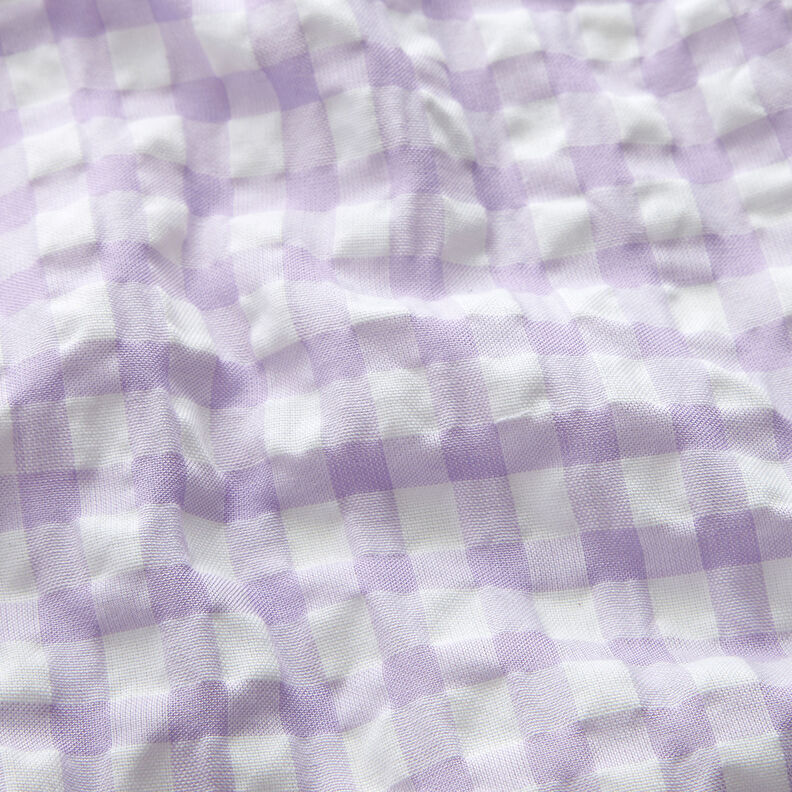Seersucker velký kostkovaný Vichy – bílá/pastelove šeříková,  image number 2