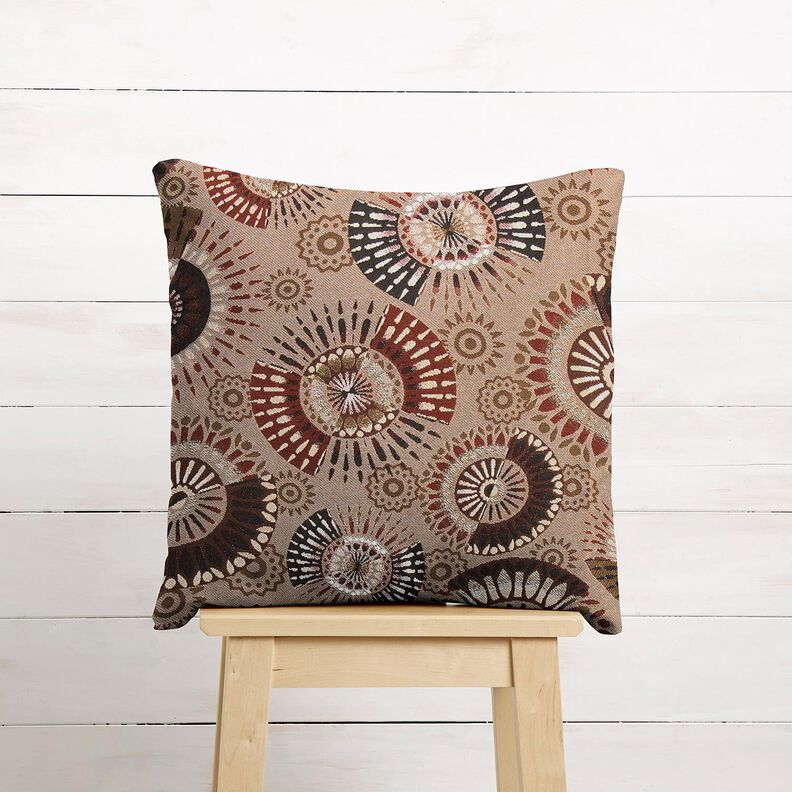 Dekorační látka Žakár Elegantní mandala – tmavá taupe/burgundská červená,  image number 6