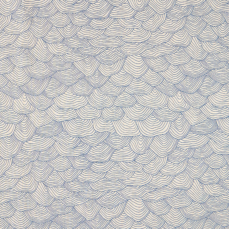 Dekorační látka polopanama Vzor vln – královská modr/přírodni,  image number 1