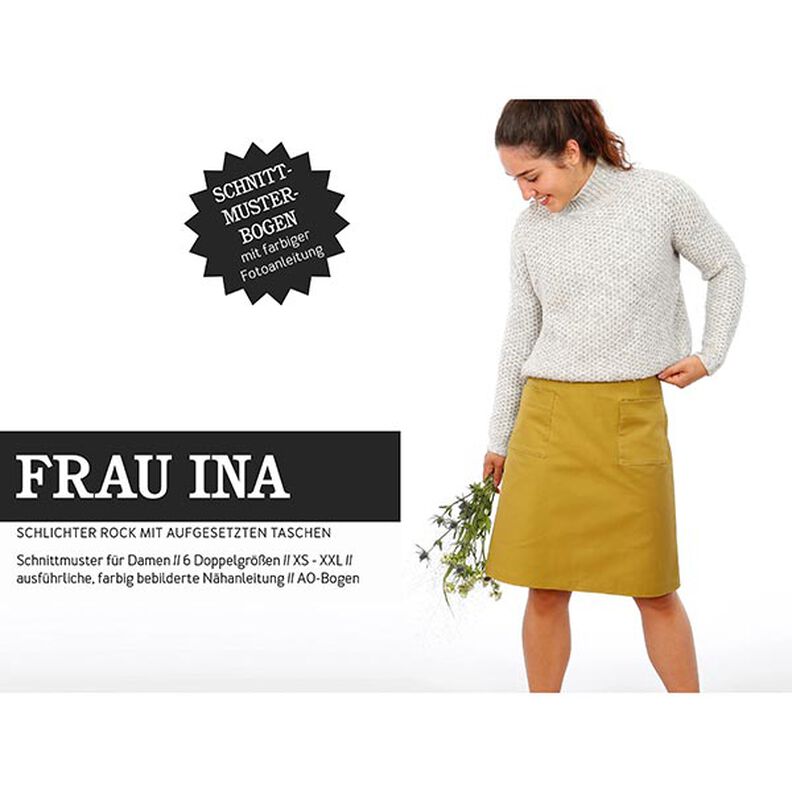 WOMAN INA – jednoduchá sukně s nakládanými kapsami, Studio Schnittreif  | XS -  XXL,  image number 1
