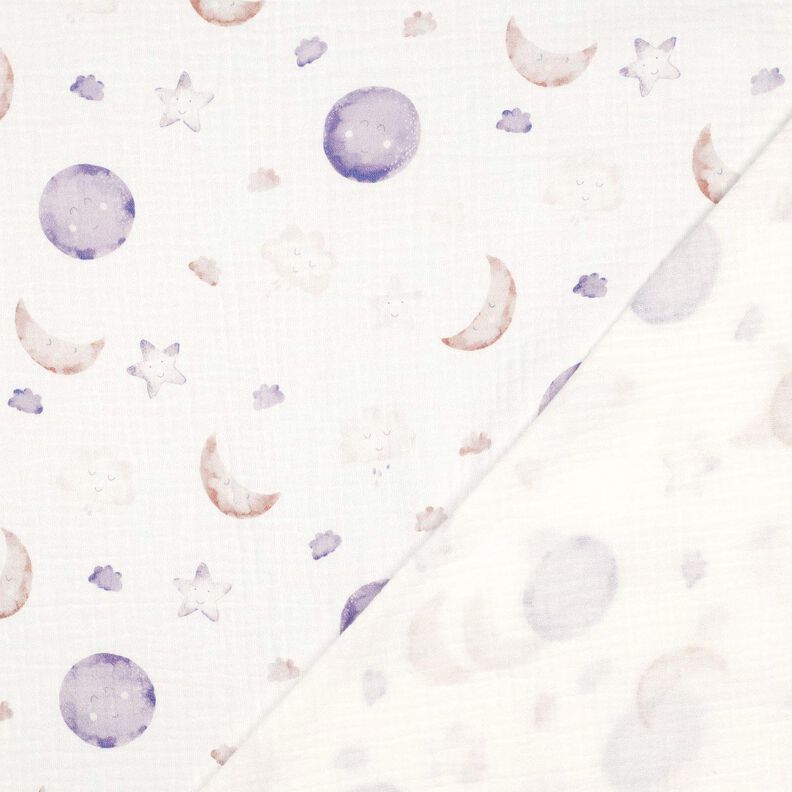 GOTS Mušelín / dvojitá mačkaná tkanina Noční obloha digitální potisk | Poppy Fabrics – slonová,  image number 4