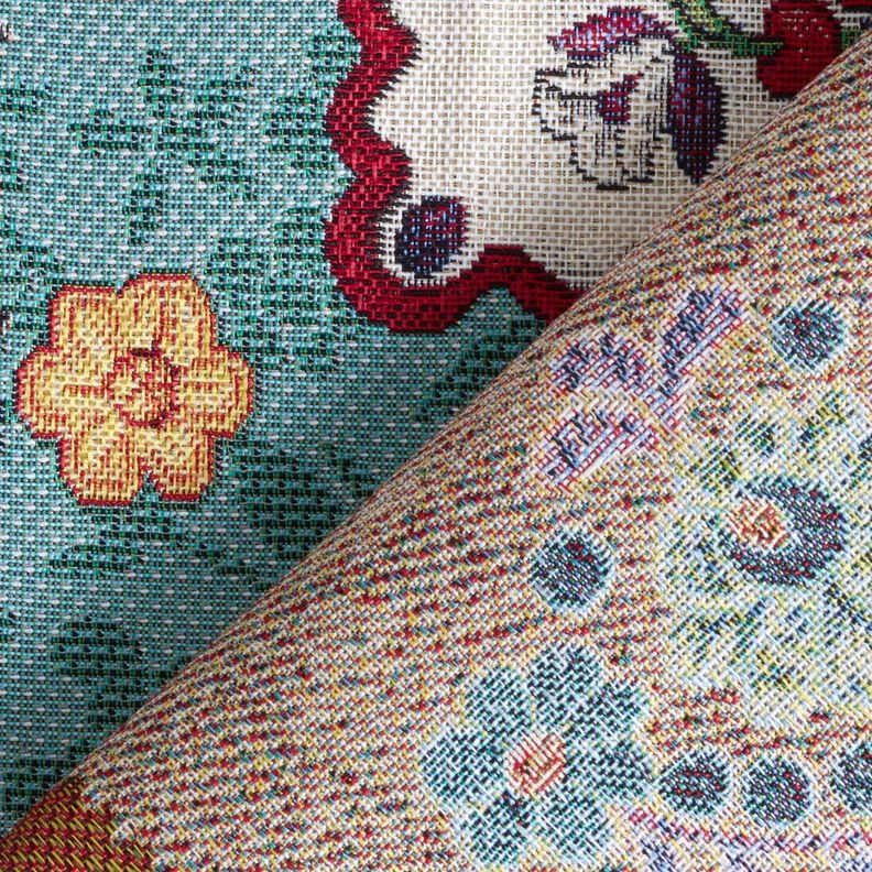 Dekorační látka Gobelín Patchwork džíny – světle béžová/džínově modrá, image number 4