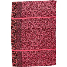 Viskóza Voál Návrh okraje Lva a květin Panel – pink/oranžová, 