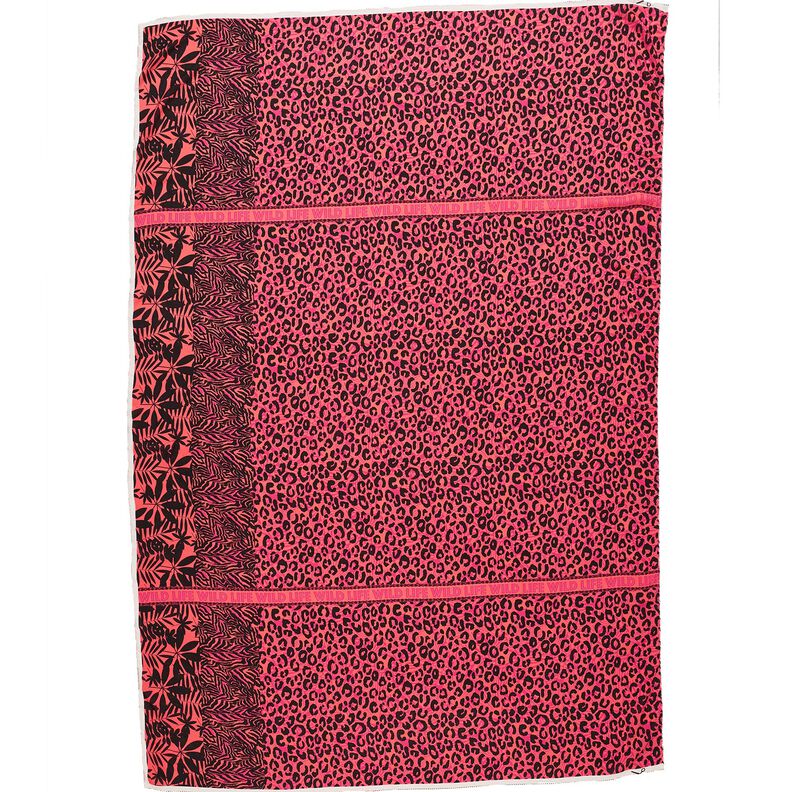 Viskóza Voál Návrh okraje Lva a květin Panel – pink/oranžová,  image number 1