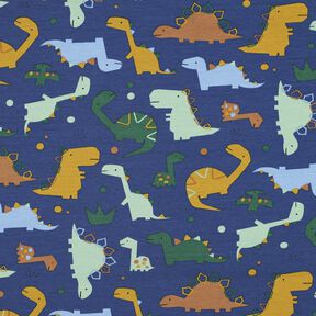 Letní teplákovina Dinosauři | Poppy Fabrics – indigová/světle modra, 