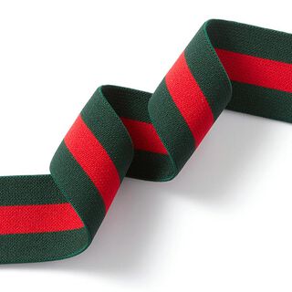 Proužkovaná gumová stuha [40 mm] – tmavě zelená/červená, 