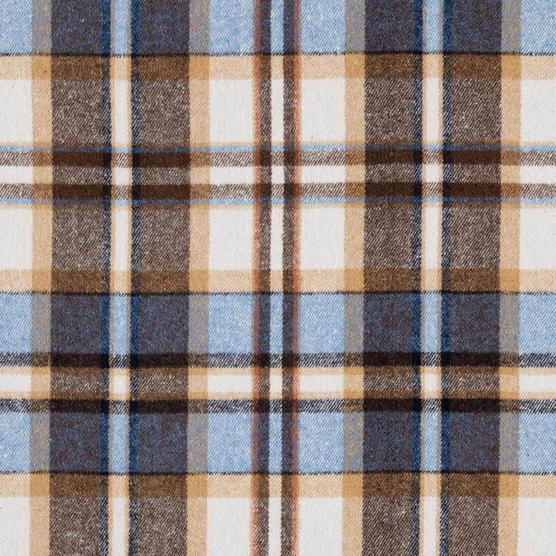 Károvaná flanelová látka na kabáty | Katia Fabrics – královská modr/černohnědá, image number 1