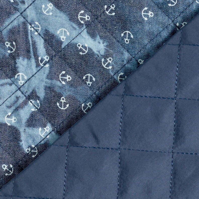 Prošívaná tkanina chambray kotva batikovaná – džínově modrá,  image number 5