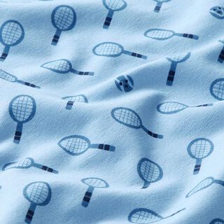 Francouzské froté letní teplákovina Retro tenis  | PETIT CITRON – světle modra, 