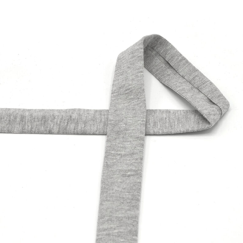 Šikmý proužek Bavlněný žerzej Melír [20 mm] – světle šedá,  image number 2