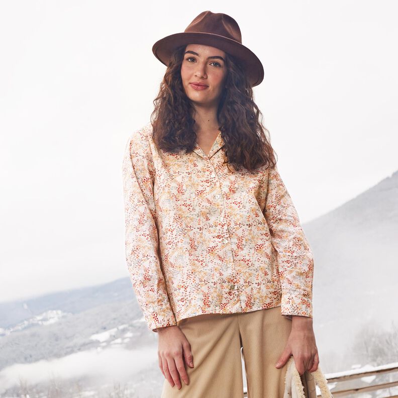 Bavlněný popelín Jemné podzimní větve | Katia Fabrics – přírodni/karmínově červená, image number 5