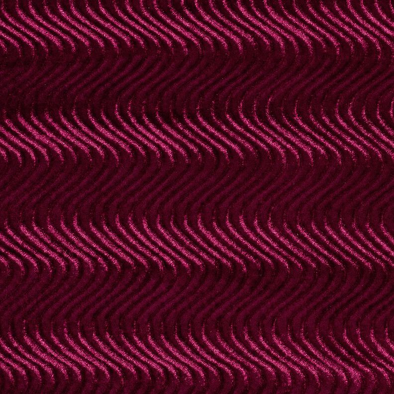 Strečový samet s reliéfními vlnami – bordó,  image number 1