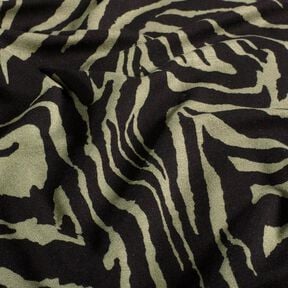 Viskózový žerzej Zebří vzor – světle khaki/černá, 