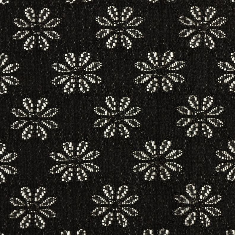 Strečová krajka květiny – černá,  image number 1