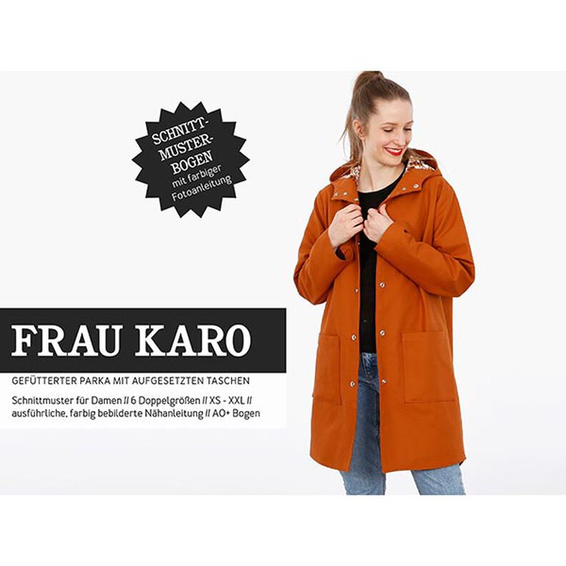 FRAU KARO – podšitá parka s kapucí a nakládanými kapsami, Studio Schnittreif  | XS -  XXL,  image number 1