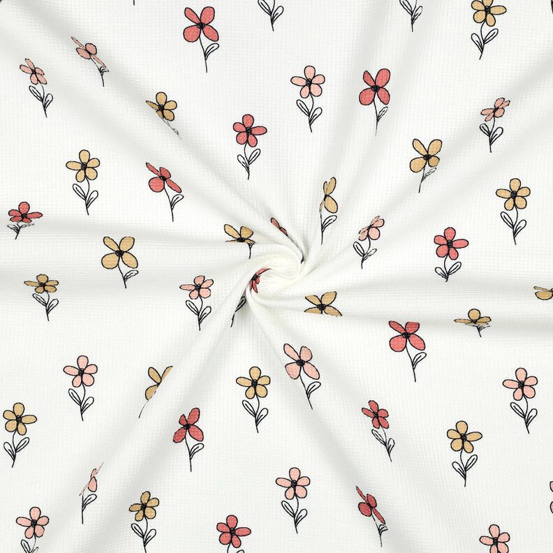 Vaflový žerzej Květiny | Poppy Fabrics – slonová kost/meruňková,  image number 3