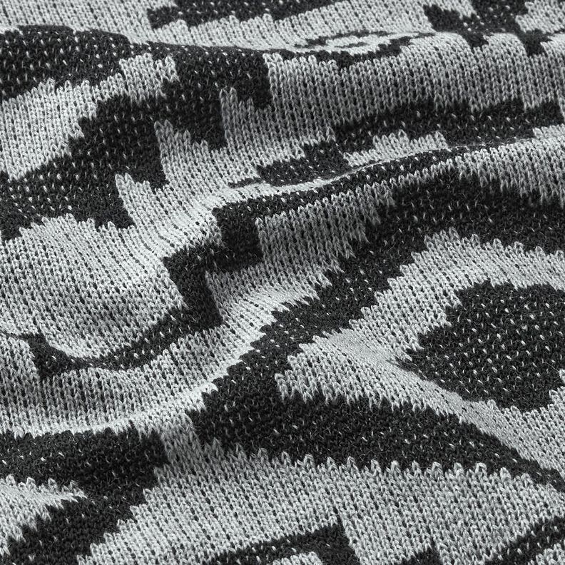 Pletená látka se vzorem Ikat – šedá/černá, image number 2