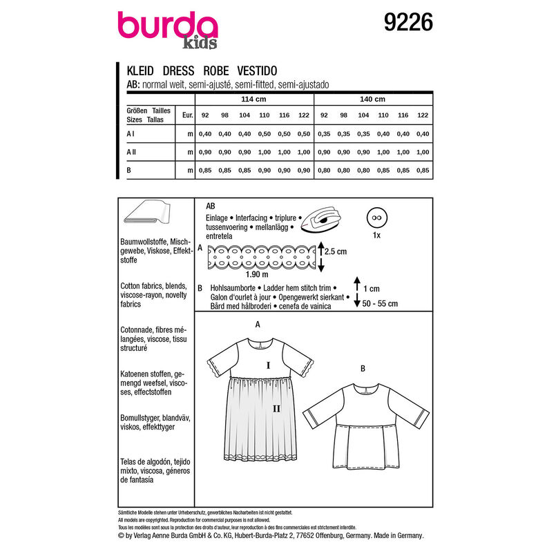Šaty | Burda 9226 | 92-122,  image number 9