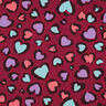 Teplákovina počesaná Barevná srdíčka | Poppy Fabrics – malinová,  thumbnail number 1