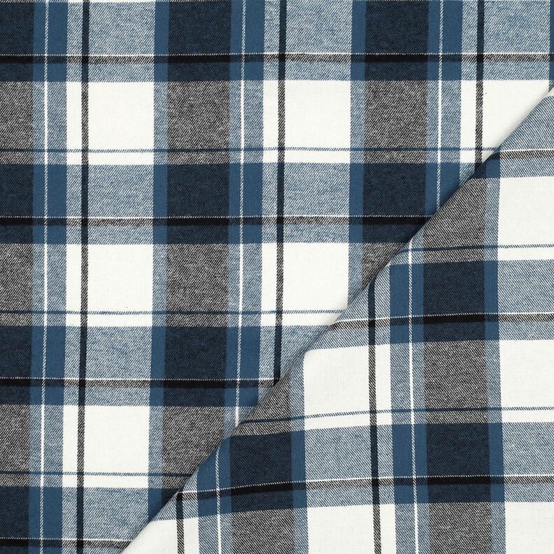Bavlněný flanel Velké káro – džínově modrá/vlněná bílá,  image number 3