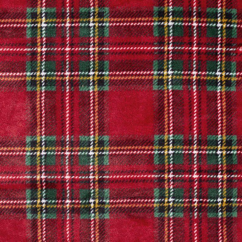 Hebký fleece Klasické kostky – tmavě červená/jedlově zelená,  image number 1