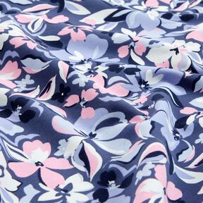 Letní teplákovina Velké květiny | Poppy Fabrics – džínově modrá, 