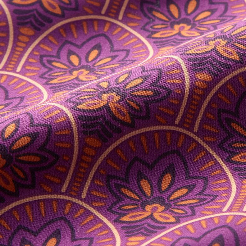 Povrstvená bavlna Abstraktní předměty – purpurová,  image number 3
