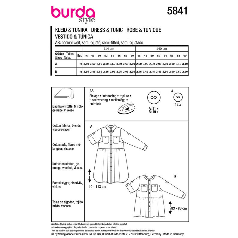 Plus-Size Šaty / Tunika | Burda 5841 | 46-60,  image number 9