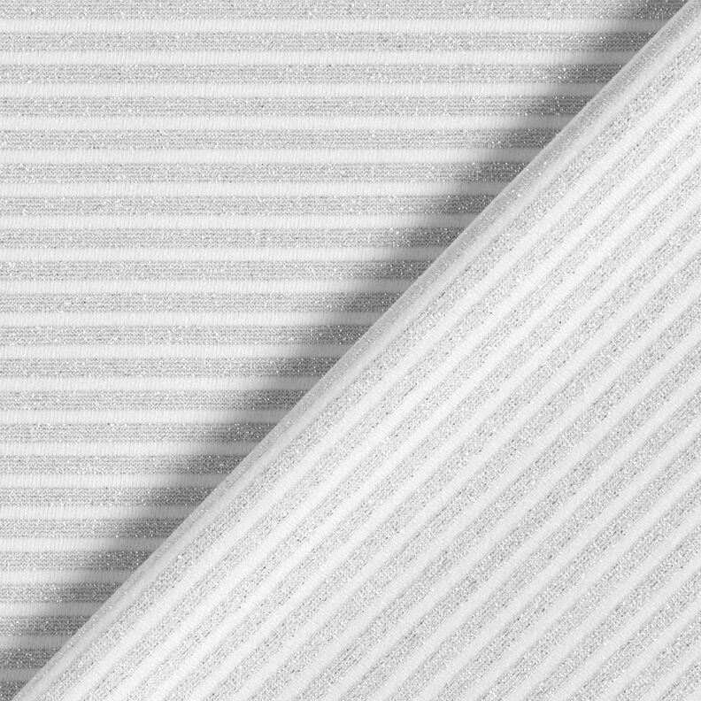 Žerzej s úzkými třpytivými proužky – bílá/stříbrná metalická, image number 5